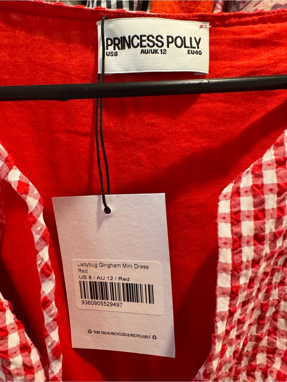 Princess Polly Ladybug Gingham Mini Dress Red - Picture 4 of 4